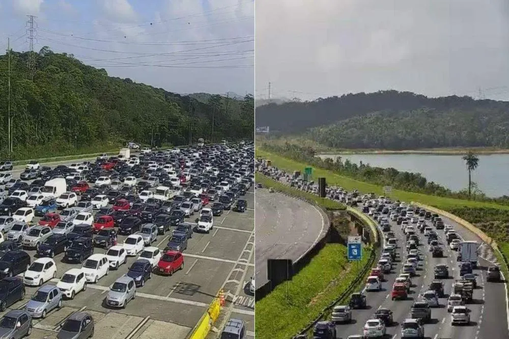 Rodovia dos Imigrantes registra congestionamento rumo a São Paulo e lentidão no sentido litoral
