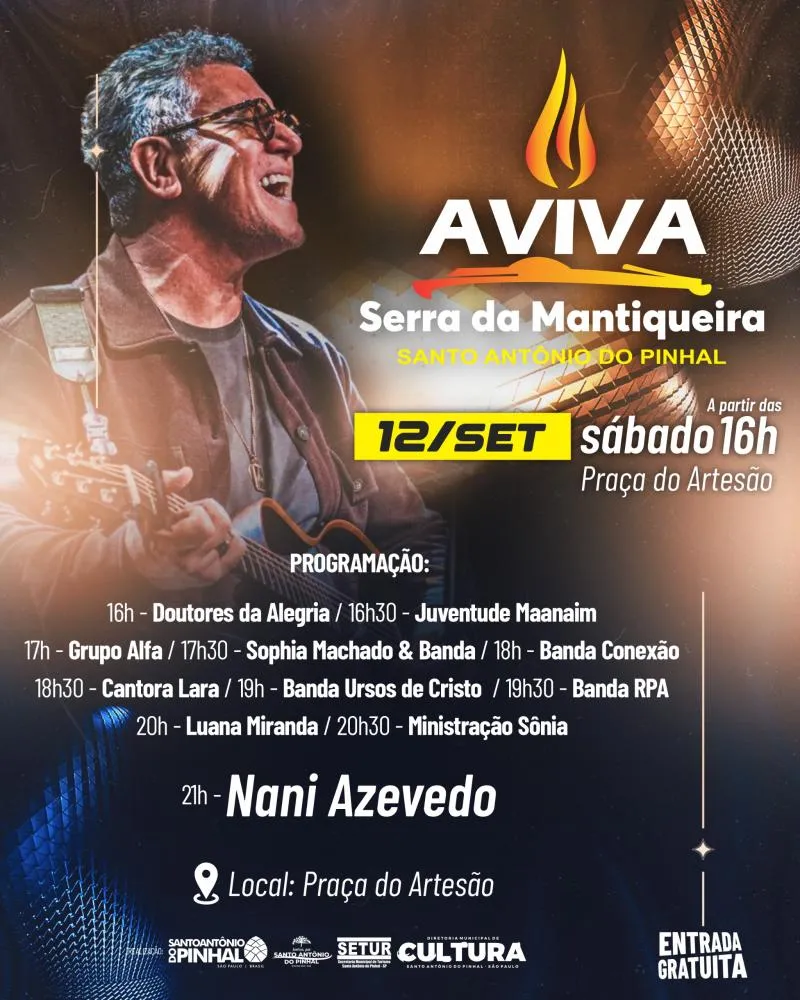 Aviva Serra da Mantiqueira reúne fé e música com show de Nani Azevedo em Santo Antônio do Pinhal