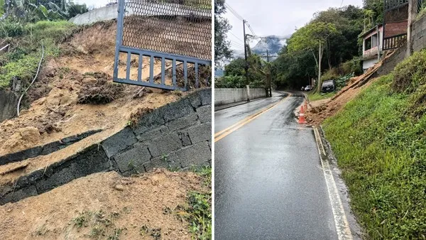 Defesa Civil interdita casa após deslizamento às margens da SP-55 em São Sebastião