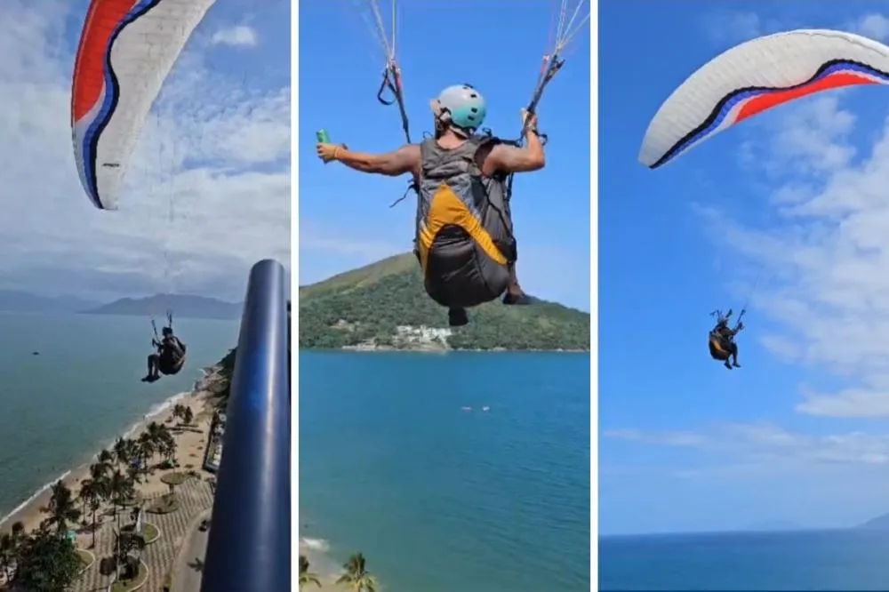 Piloto que viralizou ao pegar cerveja durante voo pratica parapente há 22 anos