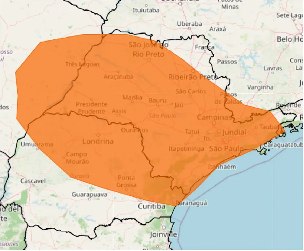 Vale do Paraíba e Litoral Norte entram em alerta laranja para tempestades e ventos de até 100 km/h