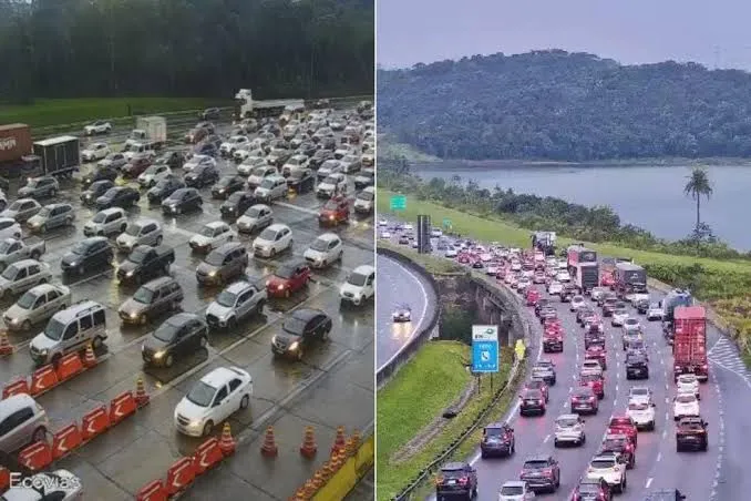 Rodovia dos Imigrantes registra lentidão na descida ao litoral de São Paulo durante feriado prolongado