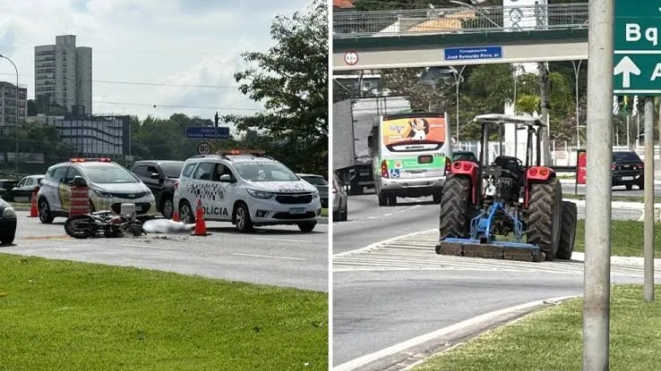 Acidente entre moto e caminhão deixa homem morto no Anel Viário de São José dos Campos