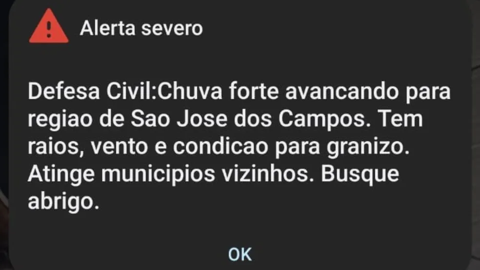 Defesa Civil emite alerta severo para São José dos Campos e Jacareí após chuvas intensas