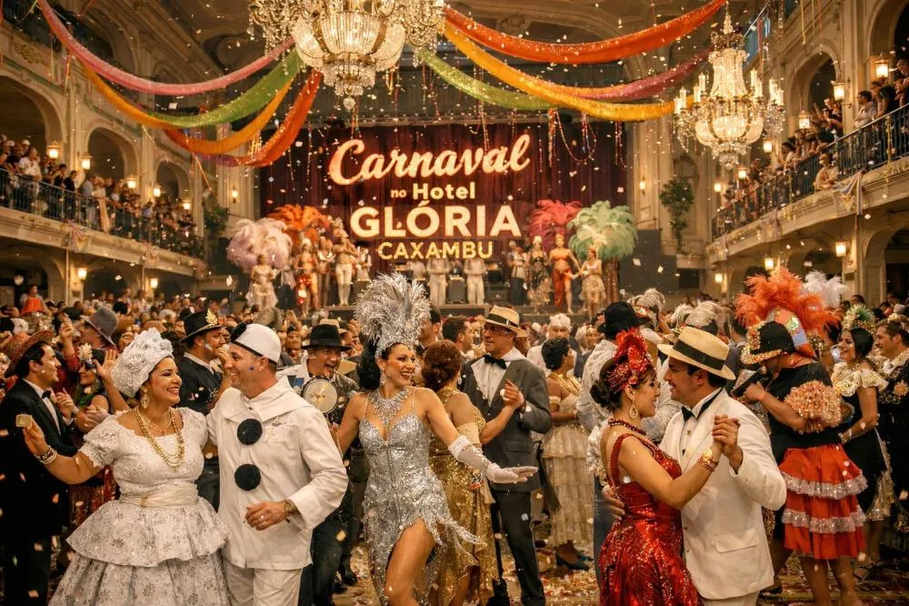 Carnaval no Hotel Glória Caxambu com samba, bailes, concurso de fantasia e muita animação.