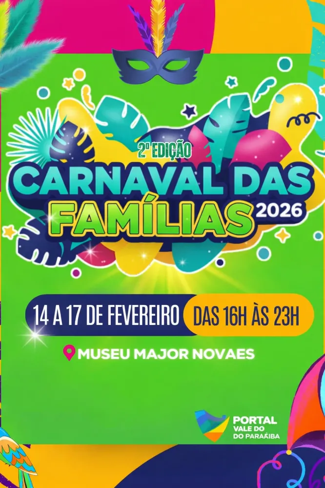 A Prefeitura de Cruzeiro anuncia a realização do Carnaval das Famílias 2026, que chega à sua segunda edição consolidando-se como um evento voltado ao lazer, à cultura e à convivência familiar.