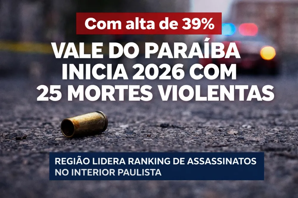 Com alta de 39%, Vale do Paraíba inicia 2026 com 25 mortes violentas