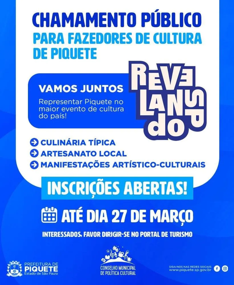Piquete abre inscrições para fazedores de cultura participarem do Revelando SP 2026