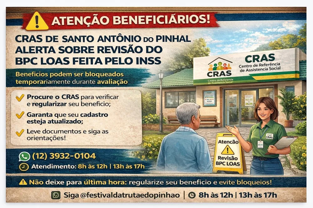 CRAS de Santo Antônio do Pinhal orienta sobre revisão do BPC LOAS realizada pelo INSS