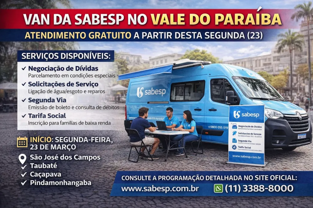Van da Sabesp percorre o Vale do Paraíba com atendimento gratuito a partir desta segunda (23)