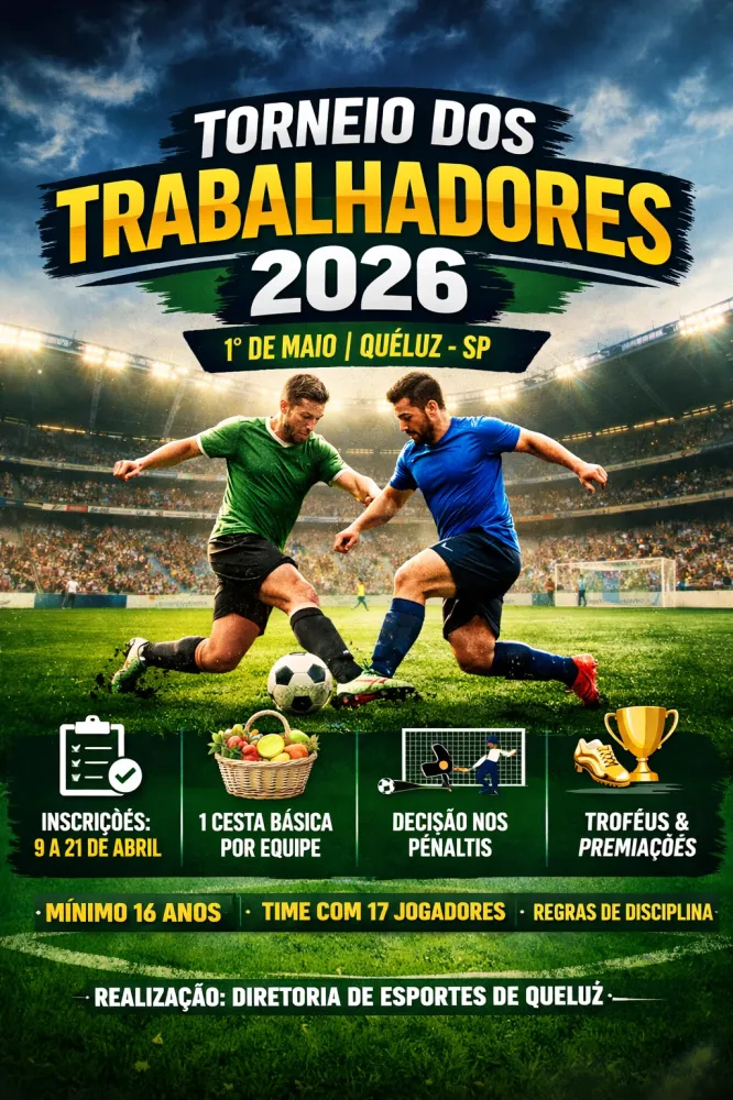 Regulamento do Torneio dos Trabalhadores 2026 em Queluz é divulgado pela Diretoria de Esportes