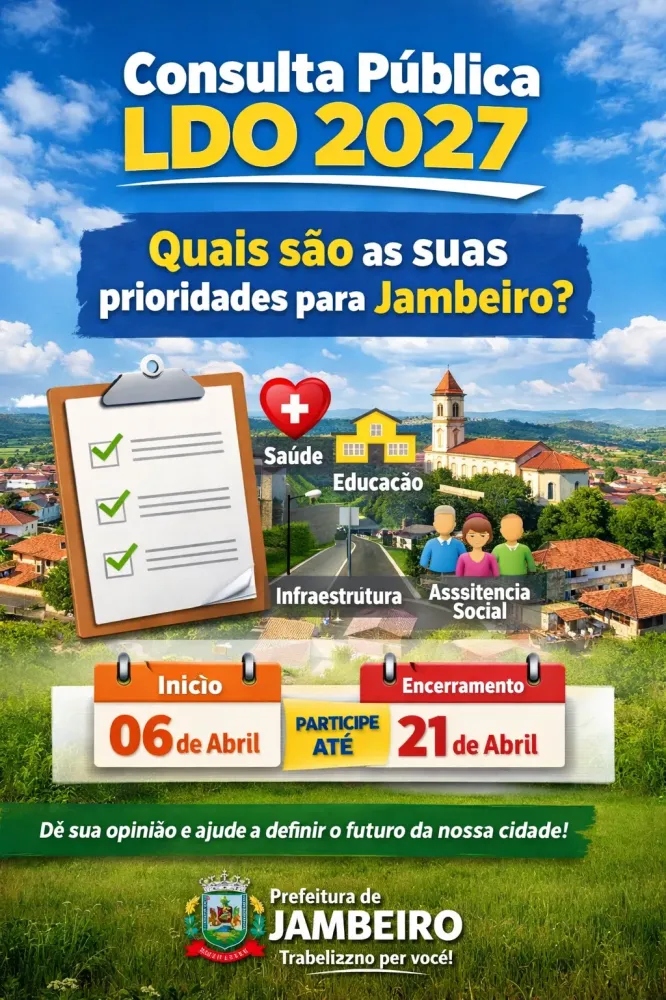 Prefeitura de Jambeiro abre consulta pública para definir prioridades do orçamento de 2027