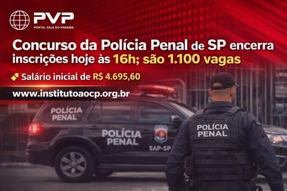 Concurso da Polícia Penal de SP encerra inscrições hoje (10) às 16h; são 1.100 vagas com salário de R$ 4,6 mil
