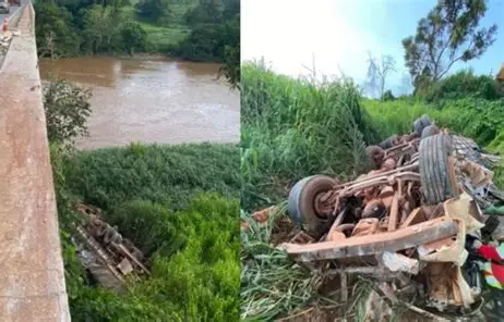 Irmão de vereador morre após caminhão cair de ponte em Emilianópolis
