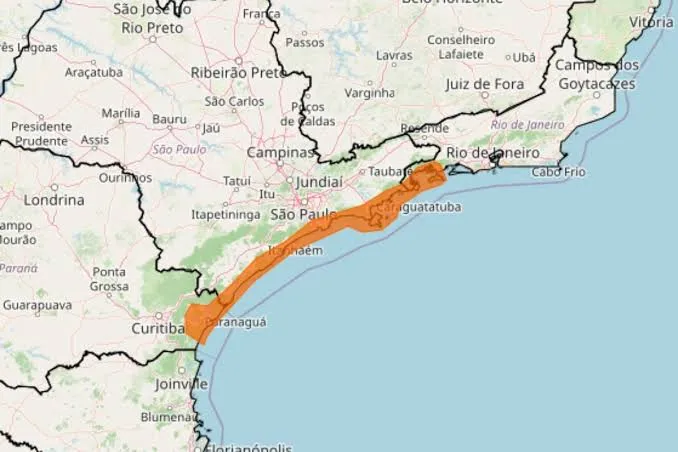 Inmet emite alerta de perigo para ventos costeiros no litoral paulista