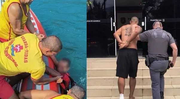 Homem furta picanha, bebida e macarrão, foge pelo mar e acaba preso em Ilhabela