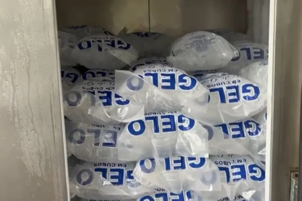 Fiscalização conjunta notifica estabelecimento e apreende cerca de 600 pacotes de gelo em Ubatuba